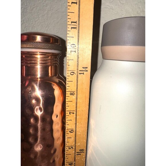 Set Of 3 Water Bottles: Pink Insulated With Flip Lid Copper Hammered White Built - Picture 12 of 12
